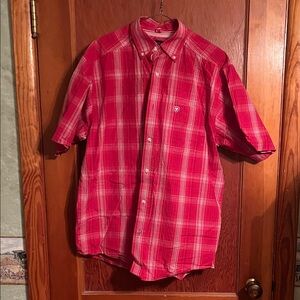 Ariat Red Plaid Casual Button Down Shirt